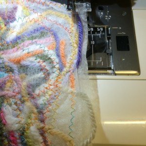 4 Continue stitching all over - up, down, right, left, in circles...... 
